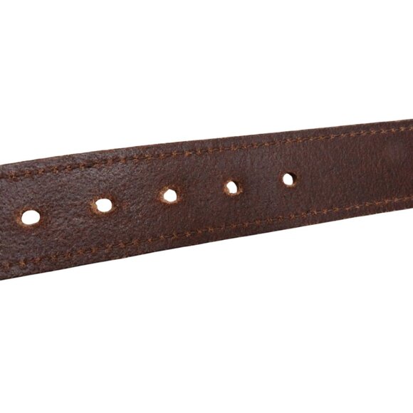 Boater Belt Elastic & Leather Dark Blue Solid Nickel Brass Buckle - Picture 7 of 8